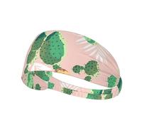Bandeau de sport avec imprimé cactus - Large bandeau extensible - Unisexe - Style décontracté