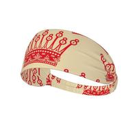 Bandeau de sport avec imprimé couronne rouge - Large - Unisexe - Style décontracté