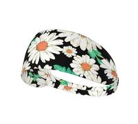 Bandeau de sport avec imprimé de marguerites - Large bandeau extensible - Unisexe - Style décontracté