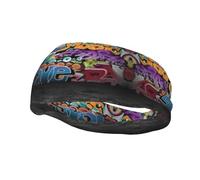 Bandeau de sport avec imprimé graffiti hip-hop pour homme et femme, pour la course, le fitness, le yoga, le cyclisme, évacuation de la transpiration, antidérapant
