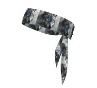 Bandeau de sport avec imprimé loup aux yeux bleus pour l'entraînement, la course à pied, le yoga, taille unique