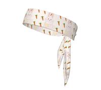 Bandeau de sport avec motif lapin souriant absorbant la transpiration, unisexe, convient pour les voyages en plein air et divers sports.