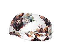 Bandeau de sport avec motif loups et rennes - Absorbant la transpiration - Unisexe - Convient pour la course à pied, le fitness, le basket-ball
