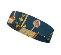 Bandeau de sport champignon lune et étoiles pour homme et femme, s'adapte à toutes les tailles de tête, ultra absorbant et antidérapant pour la course, le yoga, la gym