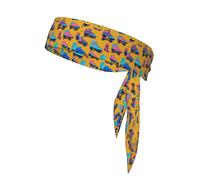 Bandeau de sport coloré imprimé patins à roulettes, attache réglable pour la course à pied, le tennis et l'entraînement, ajustement doux