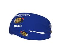 Bandeau de sport décoratif avec imprimé drapeau de l'État du Wisconsin YYHWHJDE - Bandeau extensible, respirant, doux et évacuant la transpiration pour homme et femme