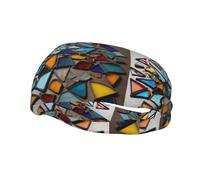 Bandeau de sport décoratif avec imprimé fragments colorés YYHWHJDE - Bandeau extensible, respirant, doux et évacuant la transpiration pour homme et femme