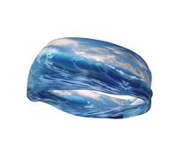 Bandeau de sport décoratif avec imprimé vagues de l'océan bleu YYHWHJDE - extensible, respirant, doux et évacuant la transpiration pour homme et femme