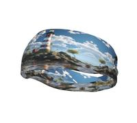 Bandeau de sport décoratif avec motif phare de YYHWHJDE - Extensible, respirant, doux et évacuant la transpiration pour homme et femme