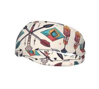 Bandeau de sport décoratif BROLEO coloré dessiné à la main avec flèches de style bohème - Bandeau extensible, respirant, doux et évacuant la transpiration pour homme et femme