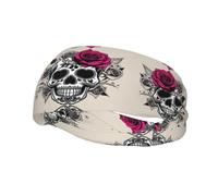 Bandeau de sport décoratif BROLEO Sugar Horror Skull Flowers Rose Image - Extensible, respirant, doux et évacuant la transpiration pour homme et femme