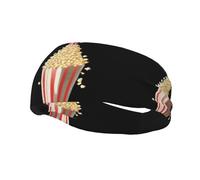 Bandeau de Sport décoratif et Tendance avec imprimé « Popcorn dans Un Bonnet de Père Noël », en Tissu élastique Respirant, idéal pour Le vélo, Le Yoga et la Course à Pied.