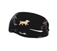 Bandeau de Sport décoratif et Tendance, imprimé avec Une Petite Fille promenant Son Chien. Élastique et Respirant, idéal pour Le vélo, Le Yoga et la Course à Pied.