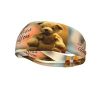 Bandeau de sport décoratif imprimé AEKGOHP Miss You Bear - Extensible, respirant, doux et évacuant la transpiration pour homme et femme