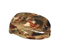 Bandeau de sport décoratif pour homme et femme Motif AEKGOHP Roast Chicken Hen Farm Imprimé - Extensible, respirant, doux et évacuant la transpiration