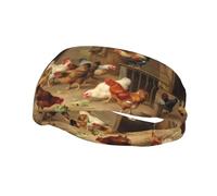 Bandeau de sport décoratif pour homme et femme Motif AEKGOHP Roast Chicken Hen Farm Imprimé - Extensible, respirant, doux et évacuant la transpiration