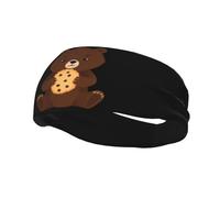 Bandeau de sport décoratif QQOUPP - Motif petit ours mangeant des cookies - Élastique absorbant l'humidité - Convient pour le cyclisme, le yoga, la course à pied