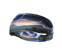 Bandeau de sport décoratif tendance avec imprimé HJFCZH épée et foudre élastique évacuant l'humidité adapté pour le cyclisme, le yoga, la course à pied