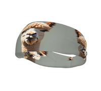 Bandeau de sport décoratif tendance en alpaga WHJSSF avec impression avatar absorbant l'humidité élastique adapté pour le cyclisme, le yoga, la course à pied