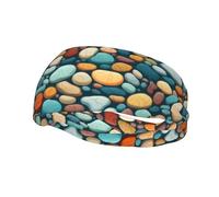 Bandeau de sport décoratif tendance QQOUPP Pebbles In The Beach imprimé évacuant l'humidité élastique adapté pour le cyclisme, le yoga, la course à pied