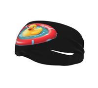 Bandeau de sport décoratif tendance QQOUPP Petit canard sur l'anneau de natation. Élastique imprimé évacuant l'humidité, adapté pour le cyclisme, le yoga, la course à pied