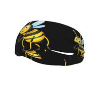 Bandeau de sport décoratif tendance WHJSSF Angry Little Bee imprimé évacuant l'humidité élastique adapté pour le cyclisme, le yoga, la course à pied