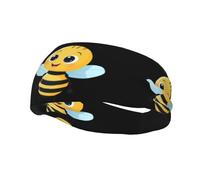 Bandeau de sport décoratif tendance WHJSSF Cheerful Little Bee Impression évacuant l'humidité élastique adapté pour le cyclisme, le yoga, la course à pied