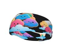 Bandeau de sport décoratif tendance WHJSSF coloré nuage cookies motif évacuation de l'humidité élastique adapté pour le cyclisme, le yoga, la course à pied