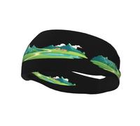 Bandeau de sport décoratif tendance WHJSSF Green Land Under the Blue Sky Impression évacuant l'humidité élastique adapté pour le cyclisme, le yoga, la course à pied