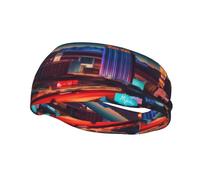 Bandeau de sport décoratif tendance WHJSSF Island avec plage de sable et palmier, élastique évacuant l'humidité, adapté pour le cyclisme, le yoga, la course à pied
