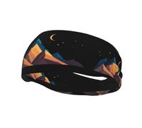 Bandeau de sport décoratif tendance WHJSSF Montagnes sous le ciel nocturne Impression évacuant l'humidité élastique adapté pour le cyclisme, le yoga, la course à pied