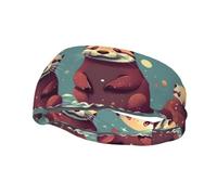 Bandeau de sport décoratif tendance WHJSSF Motif loutres mignonnes Évacuation de l'humidité élastique adapté pour le cyclisme, le yoga, la course à pied