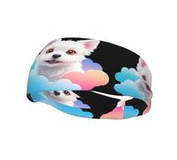 Bandeau de sport décoratif tendance WHJSSF Puppy in the Clouds Impression évacuant l'humidité élastique adapté pour le cyclisme, le yoga, la course à pied