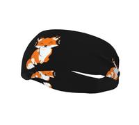Bandeau de sport décoratif tendance WHJSSF renard rouge écoutant de la musique Impression évacuant l'humidité élastique adapté pour le cyclisme, le yoga, la course à pied