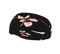 Bandeau de sport décoratif tendance WHJSSF rouge libellule sur la gloire du matin Impression élastique évacuant l'humidité adapté pour le cyclisme, le yoga, la course à pied