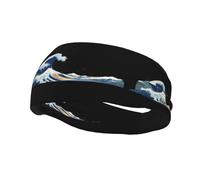 Bandeau de sport décoratif tendance WHJSSF terrible vagues impression évacuation de l'humidité élastique adapté pour le cyclisme, le yoga, la course à pied