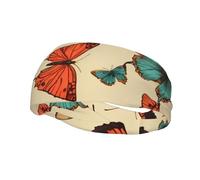 Bandeau de sport décoratif YYHHAOFA avec motif papillon coloré dessiné à la main - Bandeau extensible, respirant, doux et évacuant la transpiration pour homme et femme