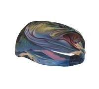Bandeau de sport décoratif YYHHAOFA Bass Fishing Wave Stamp - Extensible, respirant, doux et évacuant la transpiration pour homme et femme
