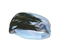Bandeau de sport décoratif YYHHAOFA Deer Mountain Pine Tree Wilderness Stamp - Bandeau extensible, respirant, doux et évacuant la transpiration pour homme et femme