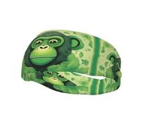 Bandeau de sport décoratif YYHHAOFA vert avec motif singe astucieux - Bandeau extensible, respirant, doux et évacuant la transpiration pour homme et femme