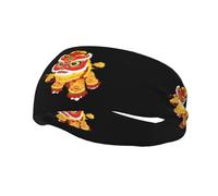 Bandeau de sport décoratif YYHWHJDE Lion Dance avec une longue histoire imprimée, extensible, respirant, doux et évacuant la transpiration pour homme et femme