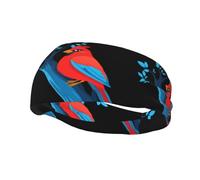 Bandeau de sport décoratif YYHWHJDE Oiseau rouge sur un tronc d'arbre bleu - Bandeau extensible, respirant, doux et évacuant la transpiration pour homme et femme