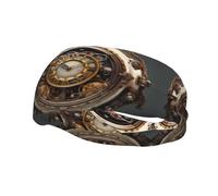 Bandeau de sport décoratif YYHWHJDE Steampunk avec imprimé horloge - Extensible, respirant, doux et évacuant la transpiration pour homme et femme