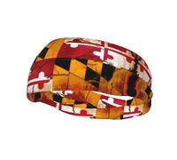 Bandeau de sport décoratif YYHWHJDE vintage en bois avec motif drapeau du Maryland - Extensible, respirant, doux et évacuant la transpiration pour homme et femme
