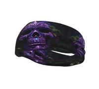 Bandeau de sport décoratif YYHWHJDE violet Floser et Sugar Horror Skull Prints - Bandeau extensible, respirant, doux et évacuant la transpiration pour homme et femme