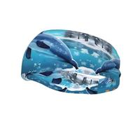 Bandeau de sport d'hiver imprimé dauphin pour homme et femme - Respirant et extensible - Pour la gym, la course à pied