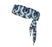 Bandeau de sport double face pour homme et femme - Pour fitness, course à pied, yoga, tête de loup féroce - Absorbe la transpiration
