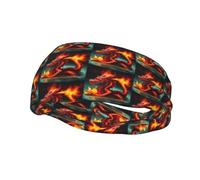 Bandeau de sport Dragon King in Fire, absorbant la transpiration, respirant, unisexe, convient pour la course à pied, le fitness, le basket-ball