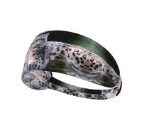 Bandeau de sport élastique à motif léopard des neiges, adapté pour la course, le fitness, le cyclisme et d'autres sports.
