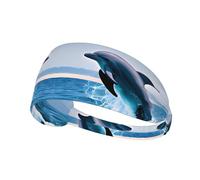 Bandeau de Sport élastique avec Dauphins bondissants, idéal pour la Course à Pied, Le vélo et Le Yoga. Ce Bandeau Respirant et Absorbant la Transpiration Convient à la Plupart des Hommes et des Femme